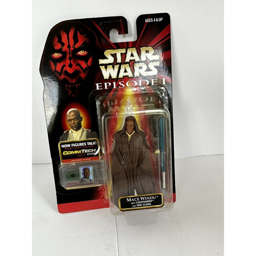 Star Wars MACE WINDU Episode 1 Phantom Menace 1998 Action Figure Commtech New